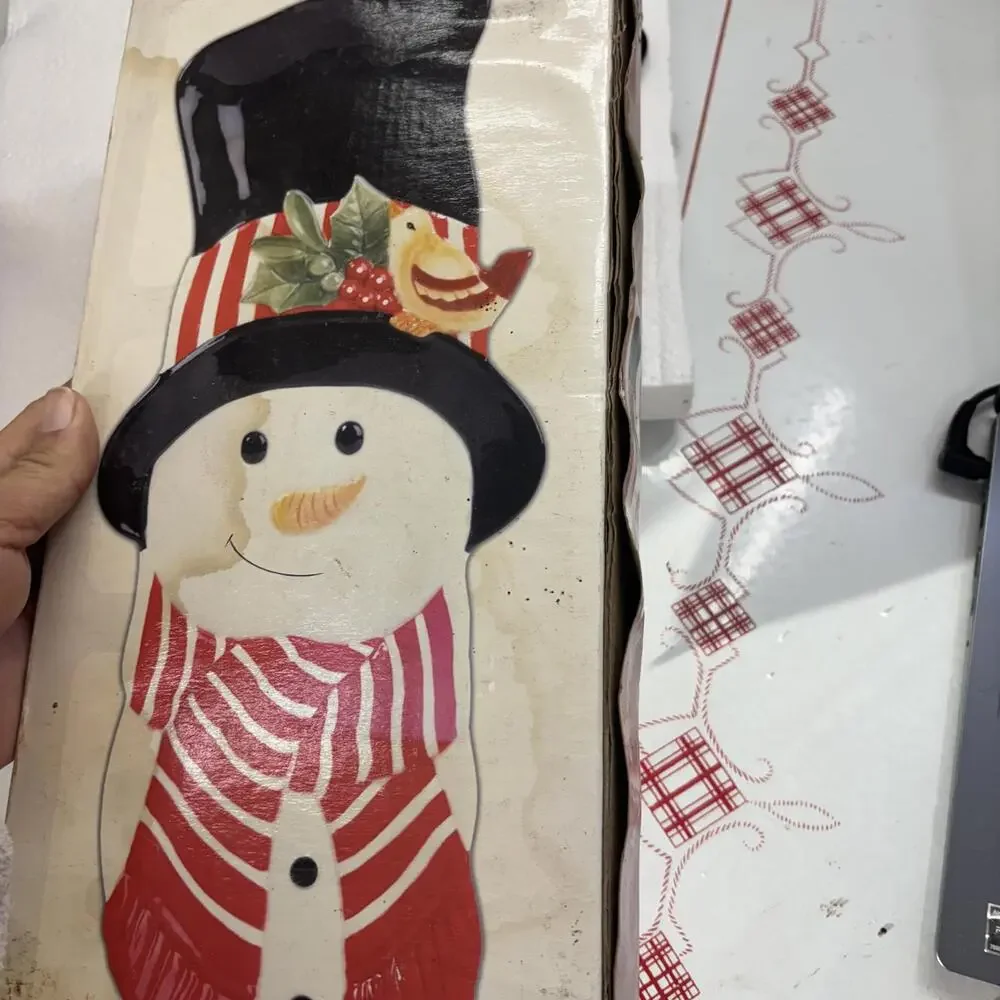 2008 Fitz & Floyd snowman snack tray or wall plaque